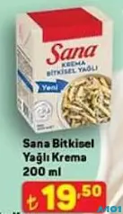 SANA BİTKİSEL YAĞLI KREMA 200 ML fiyat ve kampanya bilgisi